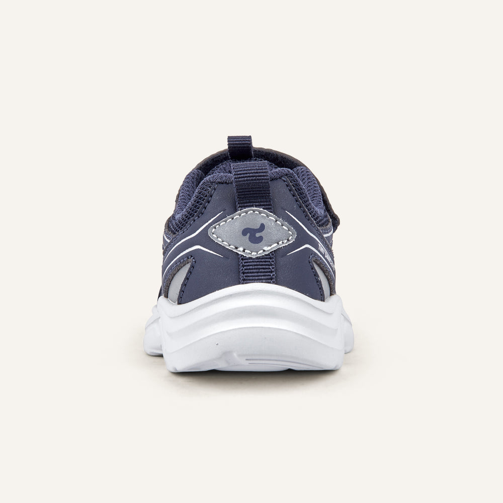 Play Infant in navy, rear view with the Tiny Dancers logo on the heel.