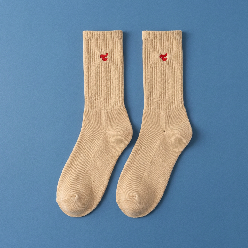 Tiny Socks 3-pack in Sugar Swizzle, a pair laid flat on a blue background.