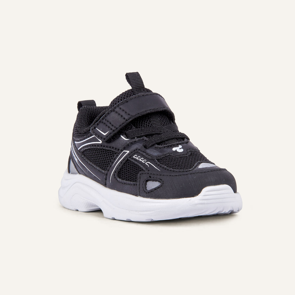 Play Infant in black, angled front view showing the strap and mesh upper.