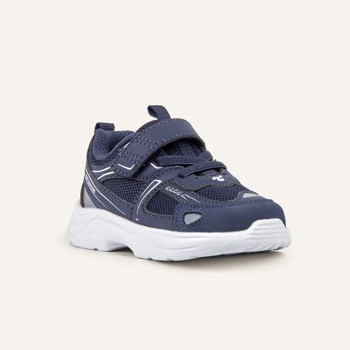 Play Infant in navy, angled front view showing the strap and mesh upper.