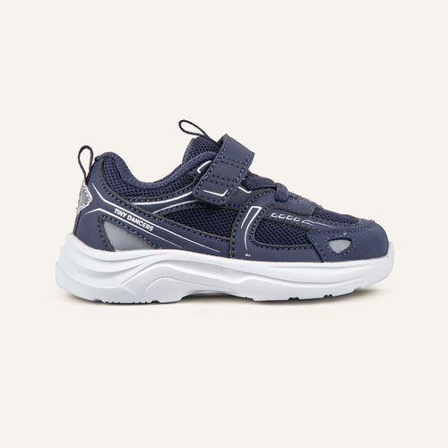 Play Infant in navy, side profile with reflective upper and hook-and-loop strap.