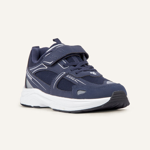 Play Junior in navy, angled front view with hook-and-loop strap.